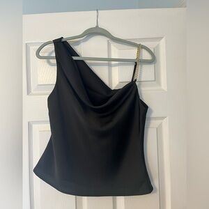 NWOT ASTR Black Satin Top Size M